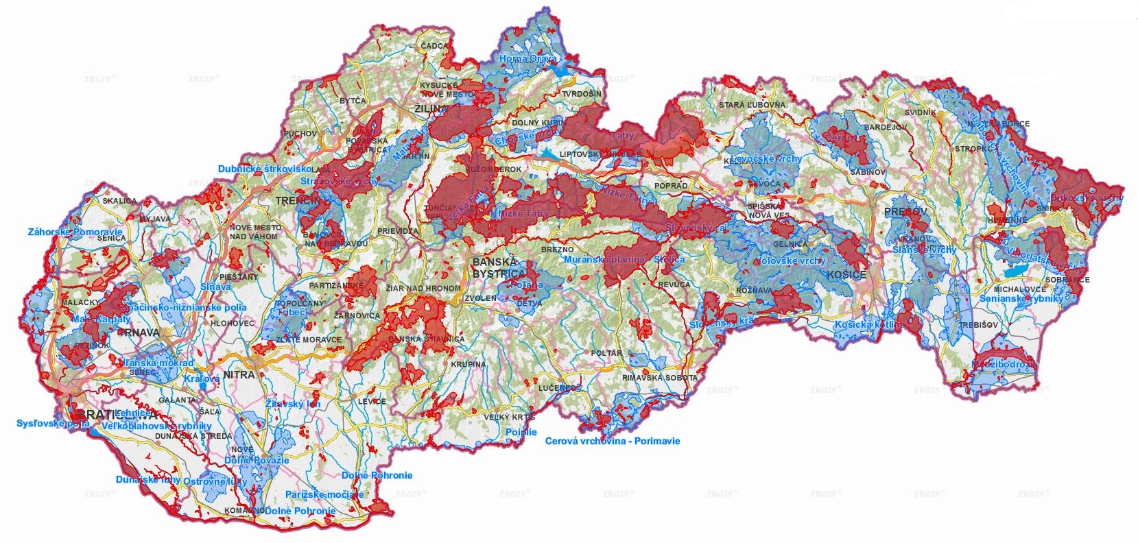 Map: European network of protected areas – Natura 2000 in the SR